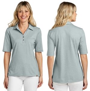Travis Mathew LADIES Polo Lifestyle Perf. Green Heather Pima Cotton LARGE - NWT